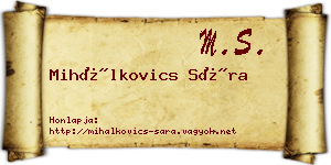 Mihálkovics Sára névjegykártya